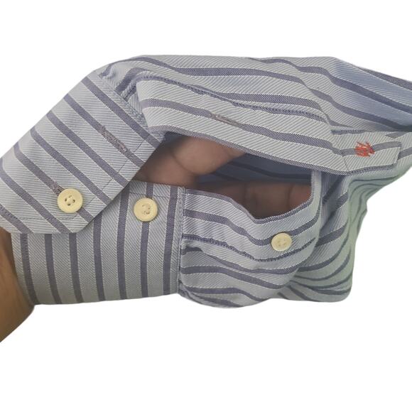 Robert Graham Blue & White Striped Button Down Long Sleeve Dress Shirt 3XLT - Picture 9 of 13